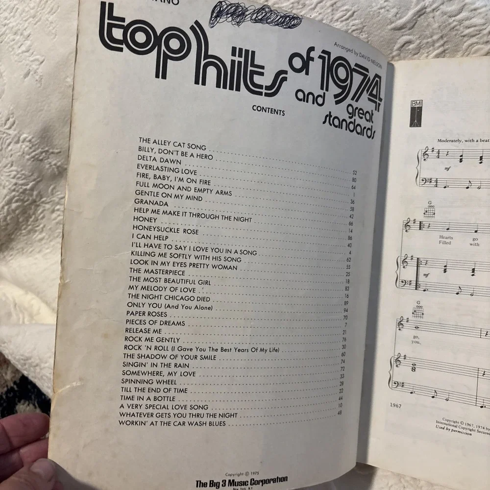 TOP HITS OF 1974 AND GREAT STANDARDS (VOICE, PIANO, GUITAR)